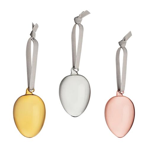 Glass Egg Ornaments, Set of 3 by Iittala