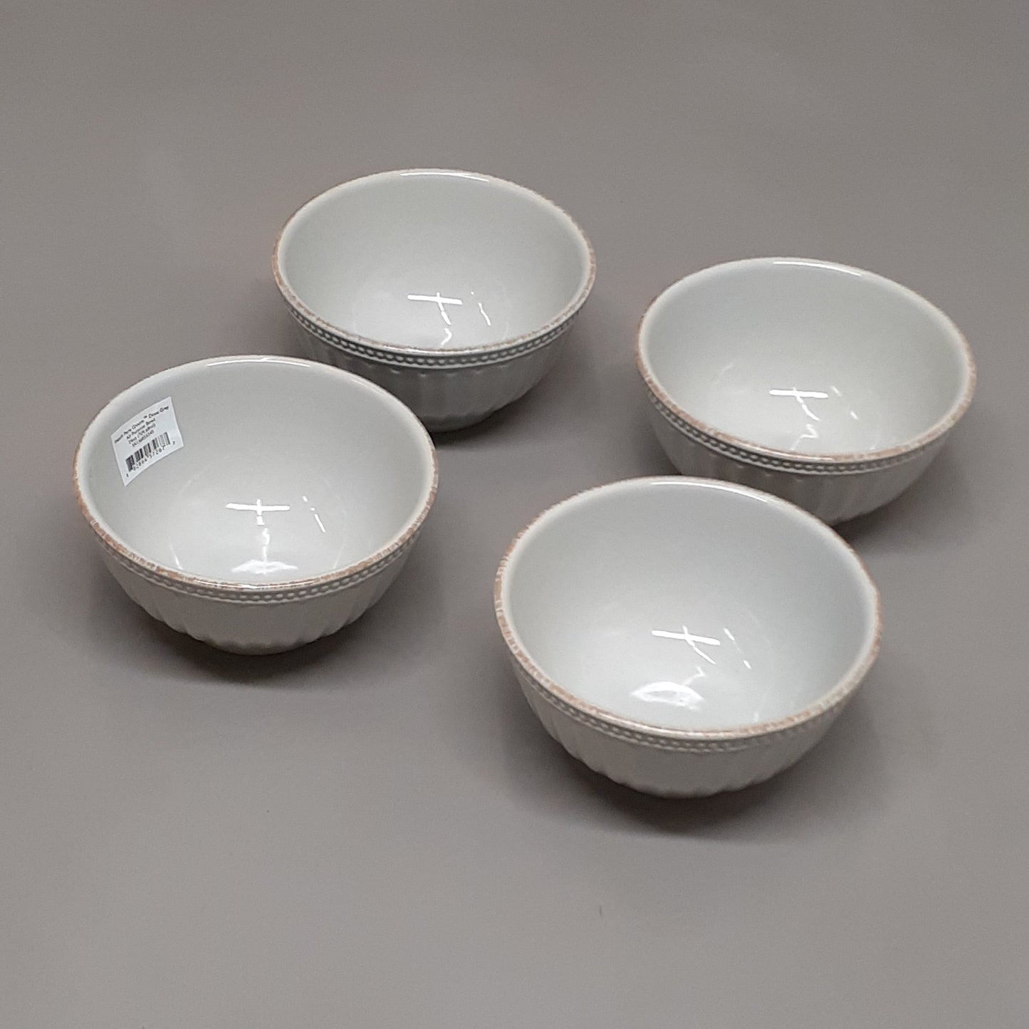 LENOX Set of 4 Dishware French Perle Groove Dove Grey Soup Cereal Bowl 855545 (New)