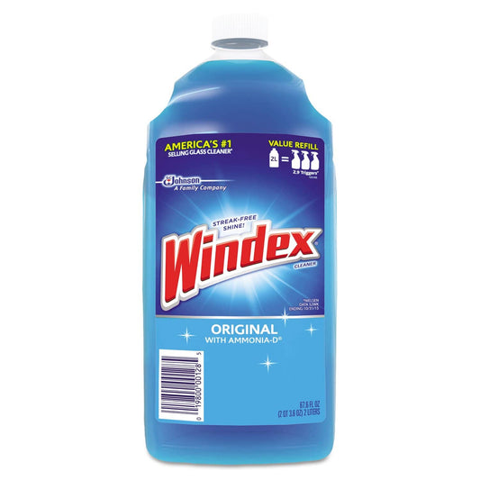 Windex Glass Cleaner With Ammonia-D, 67.6Oz Refill, Unscented, 6/Carton - SJN062128