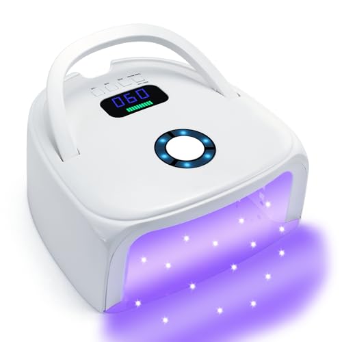 Rechargeable UV LED Nail Lamp, 96W Wireless Nail Dryer Gel Polish Light with LCD Display, Auto Sensor and 4 Timer Settings, Professional Curing Lamp with 42 LED Beads for Salon and Home