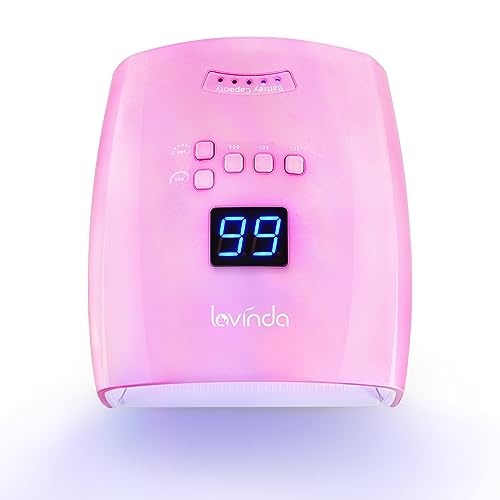 Lavinda UV LED Nail Lamp, 48W Cordless Nail Lamp Large Space Fast Nail Dryer with Gel Nail UV Light Auto Sensor Gel Curing Lamp with 4 Timers, Unicorn Aurora Pink
