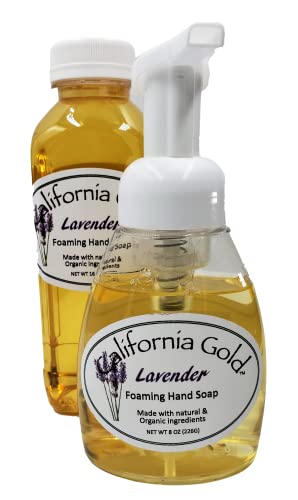California Gold Artisan Soaps Lavender Foaming Hand Soap Natural and Organic 1-8 oz. Bottle with 16 oz. Refill Bottle (24 oz. total)