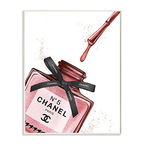 Stupell Industries Makeup Nail Polish Brush Drip Pink Fashion, Design by Artist Ziwei Li Art, 13 x 19, Wall Plaque