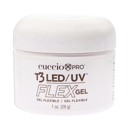 Cuccio Pro T3 LED/UV Flex Gel - Durable, Light And Flexible - Hides Fill Lines And Great For Sculpting - Perfect For Camouflaging Regrowth - For Use With Tips Or Forms - Clear - 1 Oz Nail Gel