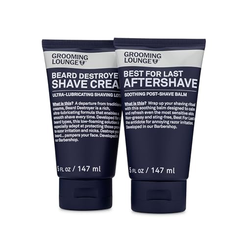 Grooming Lounge It Takes Two To Make A Shave Go Right Kit - Beard Shave Cream & Best For Last Aftershave - Soothing Aftershave Cream