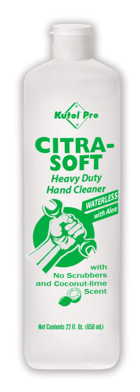 Kutol Pro 2339 Citra-Soft Waterless Heavy Duty Hand Cleaner, 22 oz Squeeze Bottle, White with No Scrubbers and Coconut-Lime Scent (Case of 6)