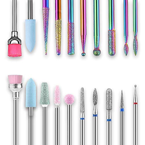 Nail Drill Bits Set - Diamond Efile Nail Bit for Acrylic Nails,Cuticle Clean File Bits Remove Gel Nail Bits Nail Drill Bits 3/32 Inch (20Pcs Russian Cuticle Drill Bit Set)