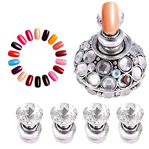 Magnetic Nail Tip Practice Stand Base, Magnetic Nail Holder, Nail Tips Stand Holders Magnetic & Crystal Base, Lotus Holder Nail Art Display Manicure Tools(#2)