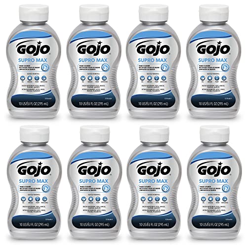 Gojo SUPRO MAX Hand Cleaner, 10 fl oz Heavy Duty Hand Cleaner Squeeze Bottle (Pack of 8) - 7278-08