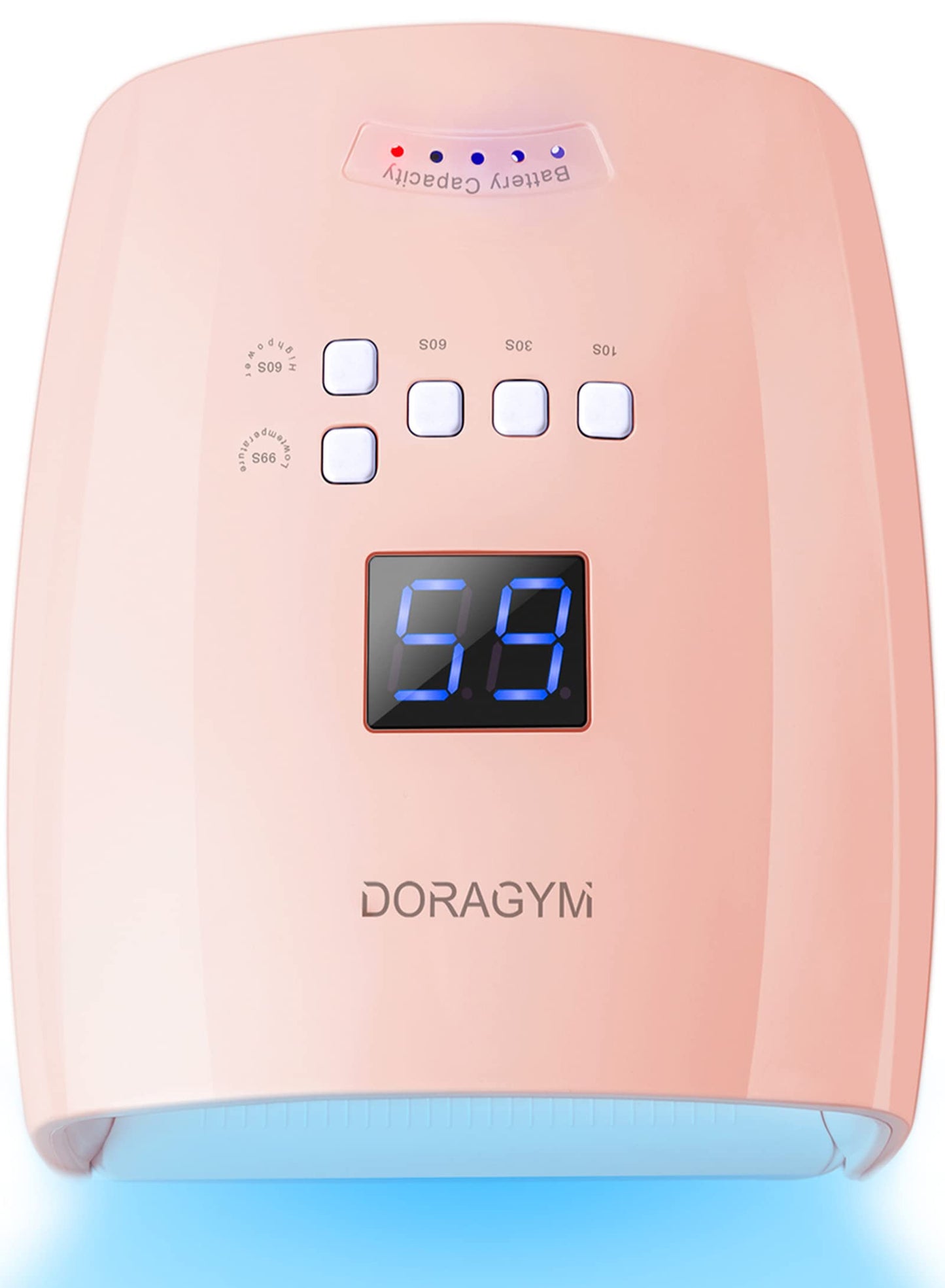 DORAGYM Rechargeable UV LED Nail Lamp, 66W Professional Led Nail Night for Gel Nails, Cordless Nail Lamps for Gel Polish, Wireless Curing Fast Nail Dryer, Automatic Sensor Portable UV Nail Lamp (Pink)