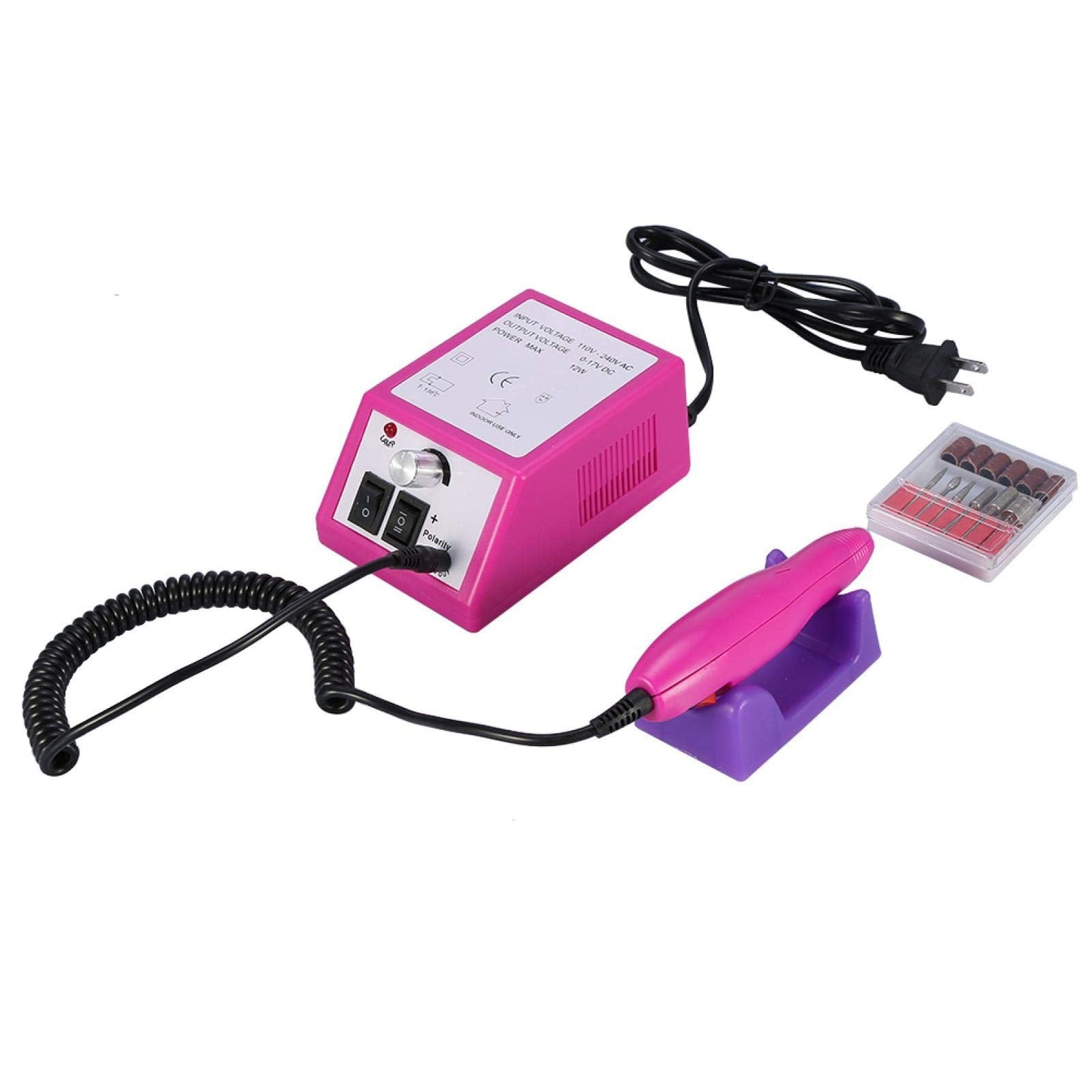 Professional Electric Nail Machine, 4 Colors Vogue Acrylics Pedicure Manicure Set with Sanding Drill Kit (Rose Red)