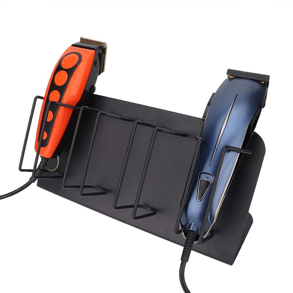 Qkiss 4 Slots Stainless Steel Hair Clipper Rack Hairdressing Tool Storage Electric Hair Clipper Holder, Hair Clipper Storage Rack Hair Cutter Trimmer Holder Stand (Black)