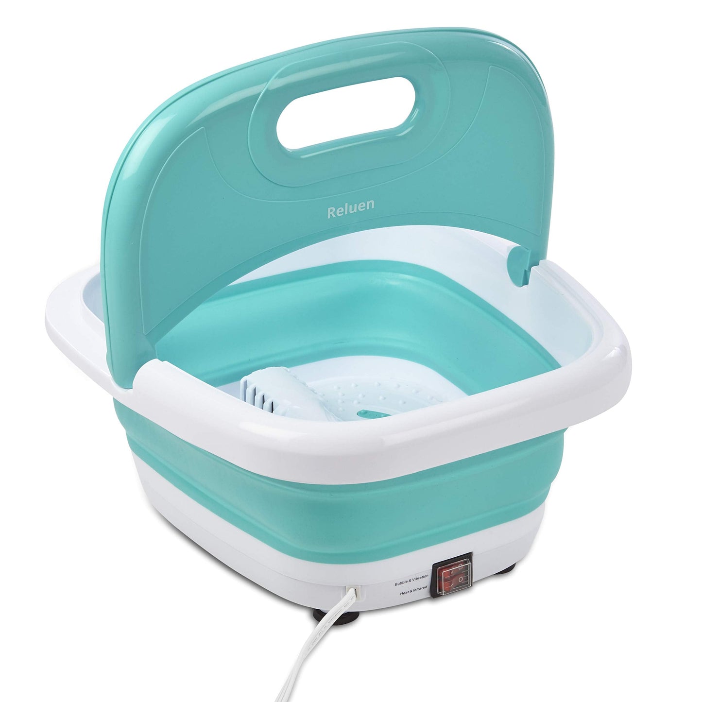 Foot Spa Bath Massager with Heat Bubbles Vibration, Accupressure Node Message and Spa Foot Treatment, Easy Storage