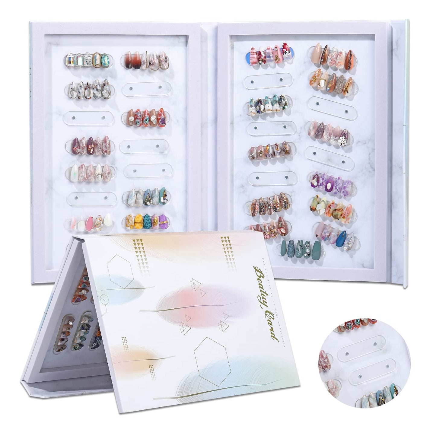 NMKL38 240 Magnetic Detachable Professional Nail Color Display Card Book Professional Nail Sample Chart Board with 240pcs Nail Tips for DIY Nail Art Salons