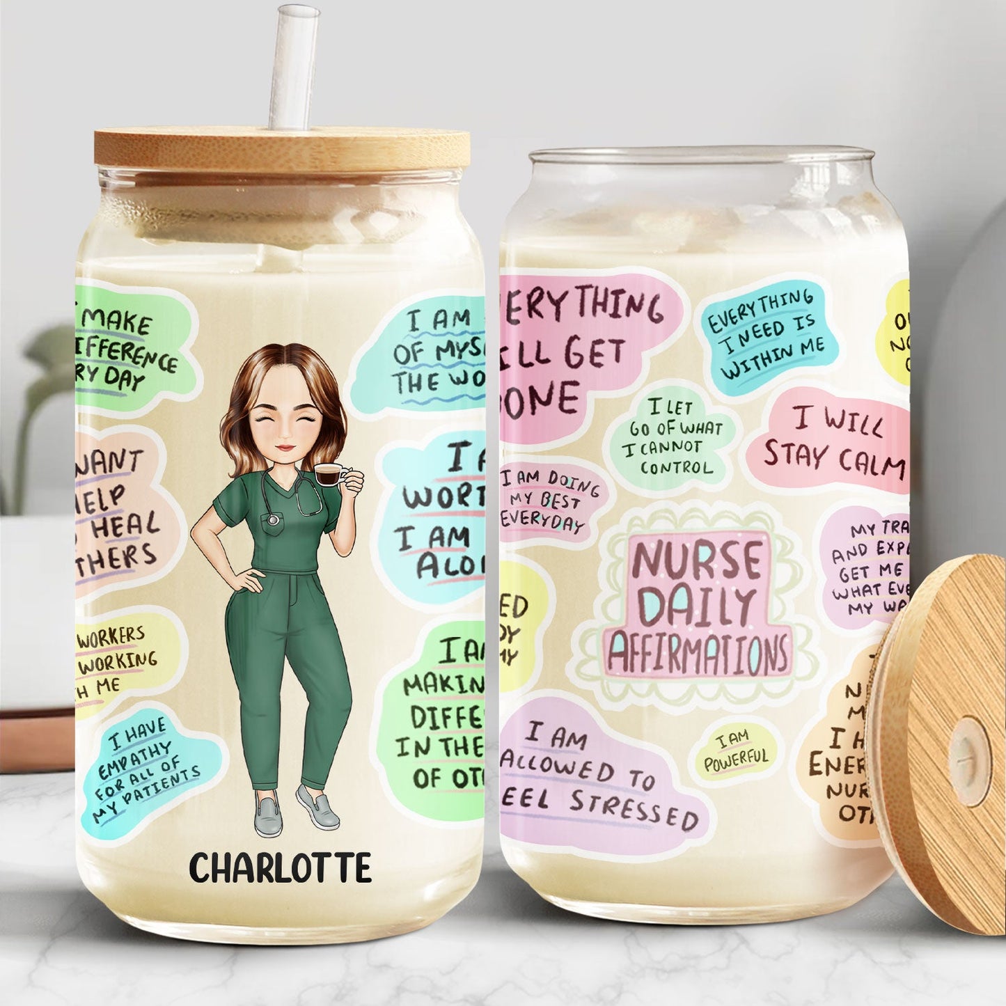 Nurse Daily Affirmation - Gift For Nurse - Personalized Clear Glass Can