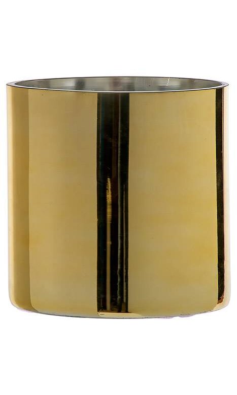 Set Of Four 6" X 6" Cylinder Gold Glass Vases