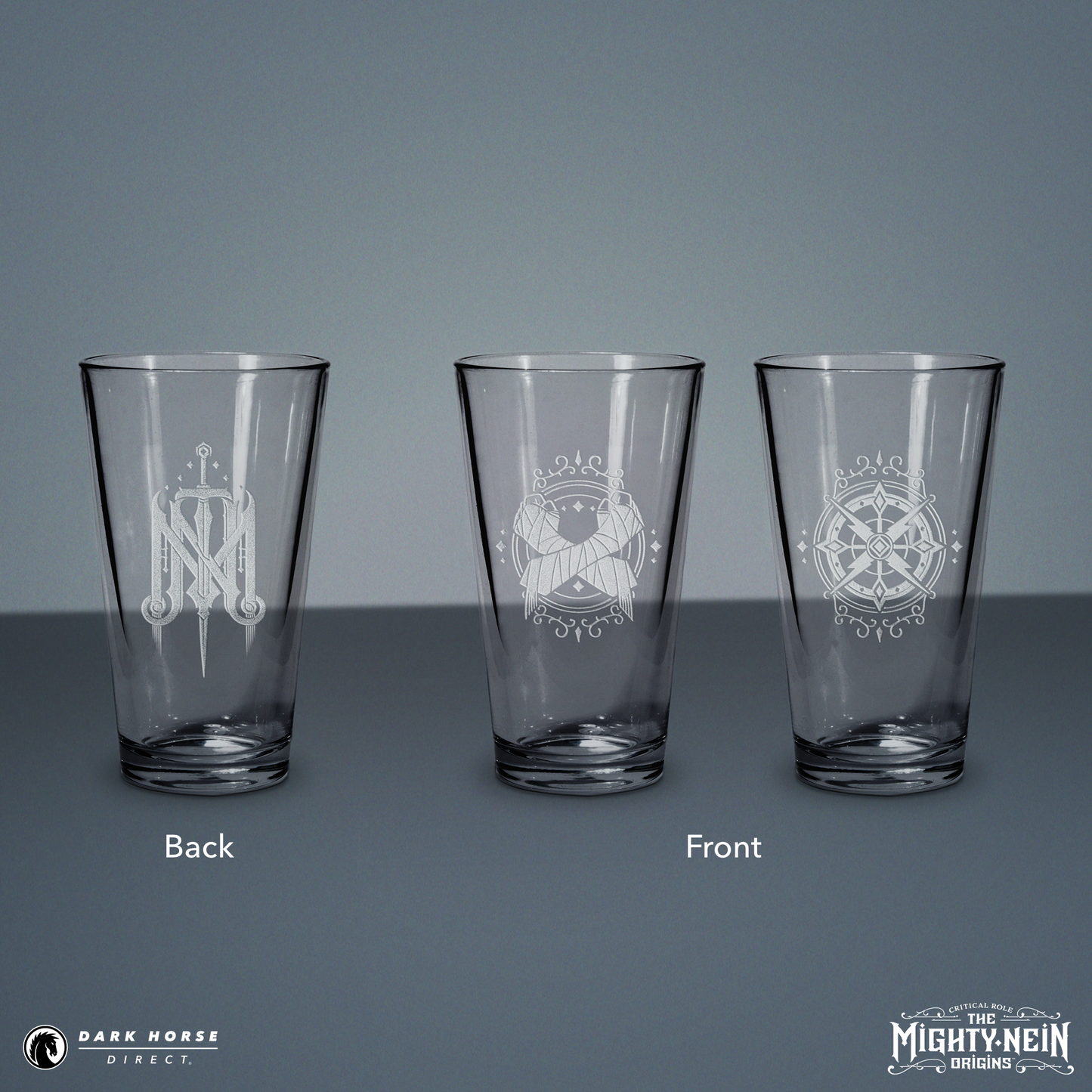 Critical Role: The Mighty Nein Pint Glass Set - Beauregard Lionett and Yasha Nydoorin