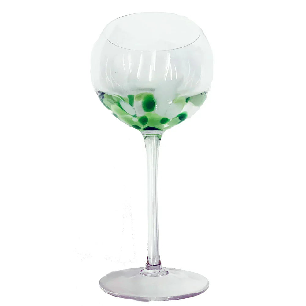 Fiesta Stemmed Wine/Water Glass, Green/White, Set of 4