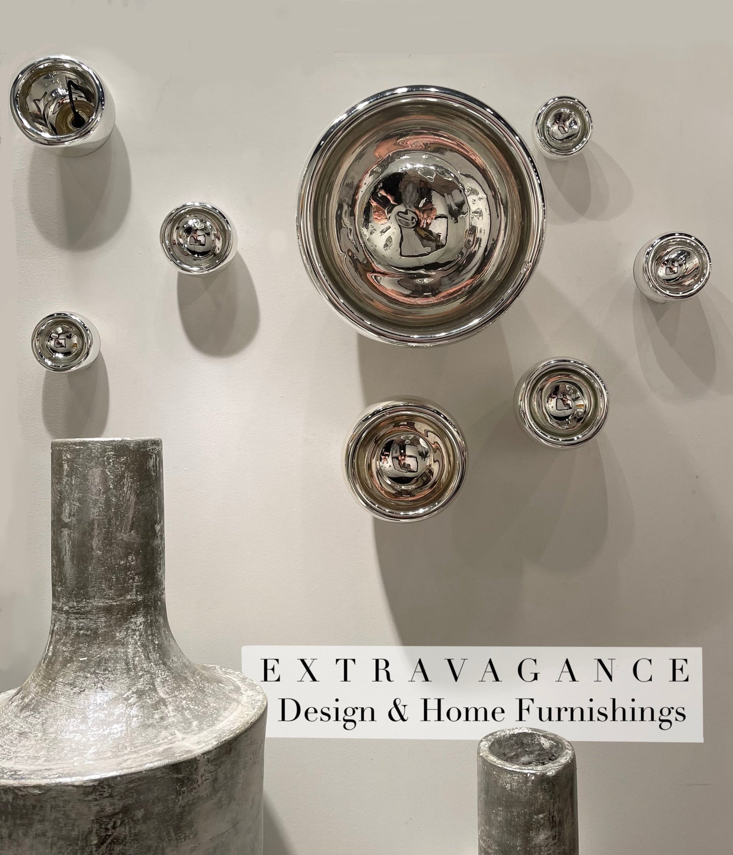 Silver and Bronze Bubble Bowls Wall Art