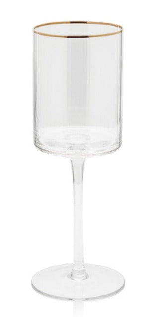 Optic White Wine Glass with Gold Rim