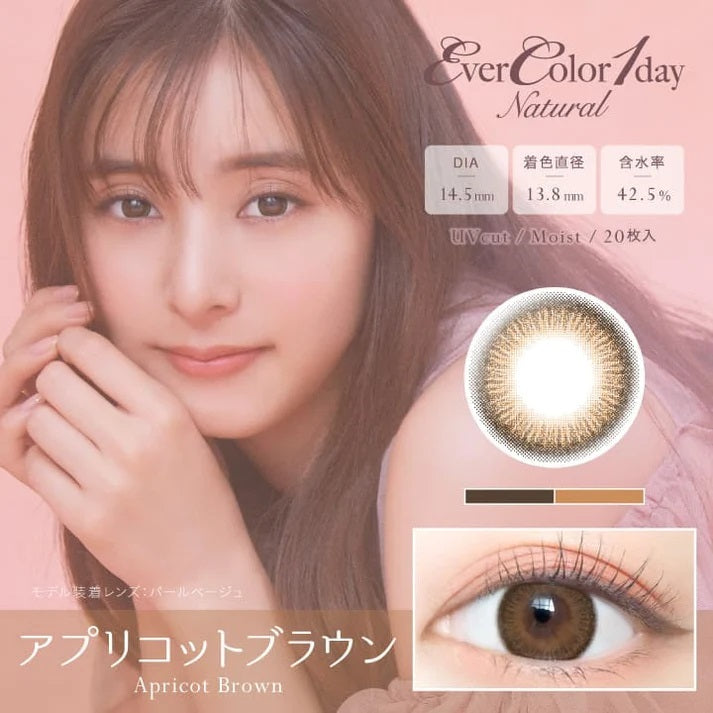 EverColor 1 Day Natural Apricot Brown Contact Lenses 20 Pack