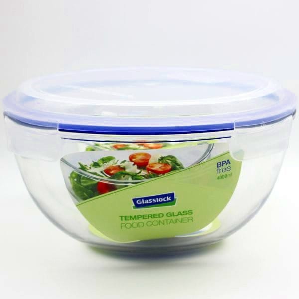 Glasslock Storage Bowl 4L - Round Blue
