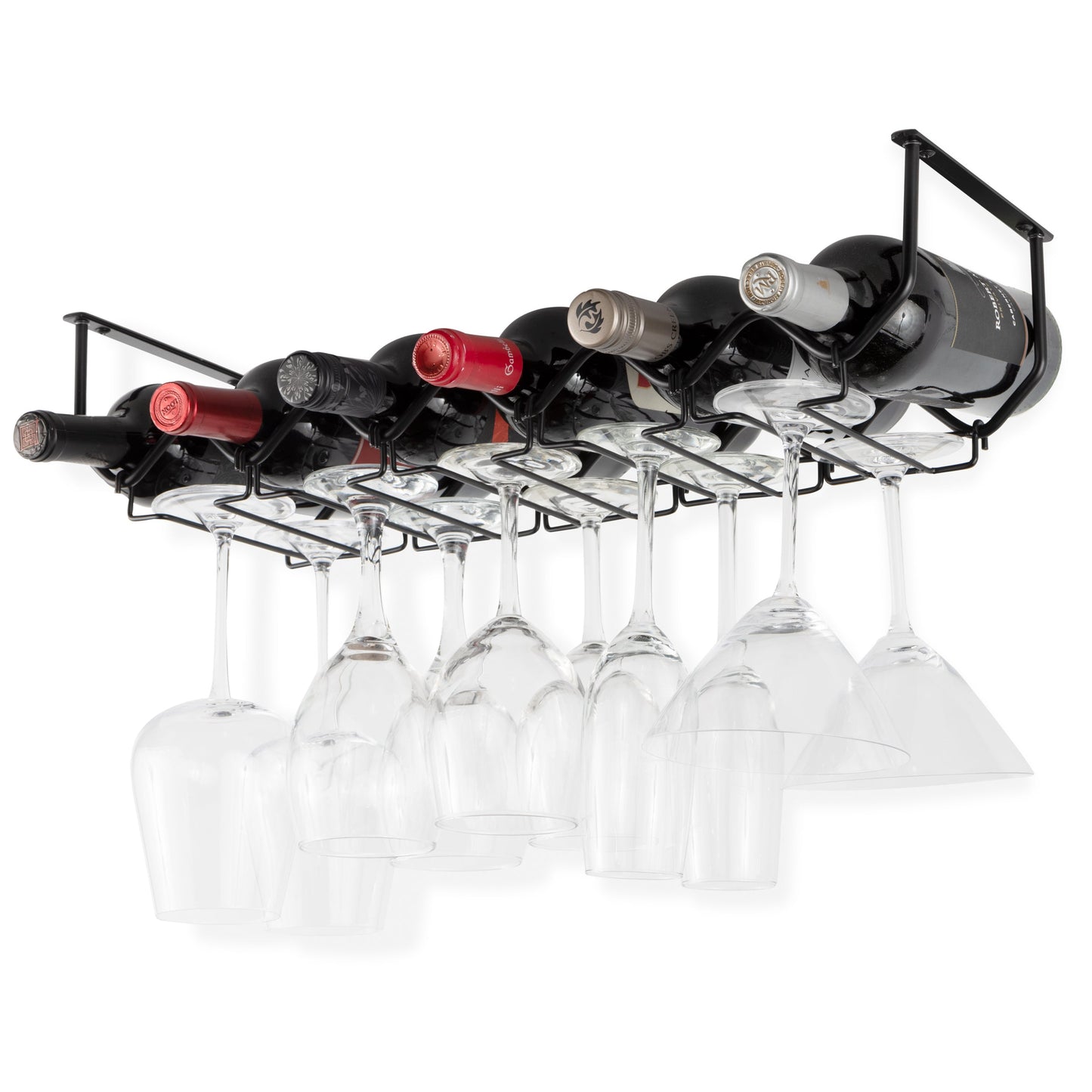 PICCOLA Under Cabinet Stemware and Wine Rack – 6 Sectional – Black