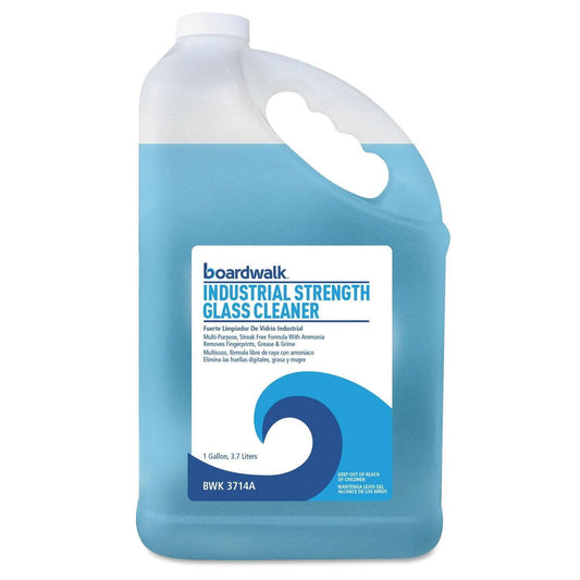 Boardwalk Industrial Strength Glass Cleaner With Ammonia, 1 Gal Bottle, 4/Carton - BWK4714A