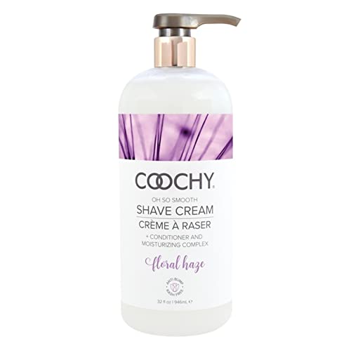 Coochy Rash-Free Shave Cream | Conditioner & Moisturizing Complex | Ideal for Sensitive Skin, Anti-Bump | Made w/Jojoba Oil, Safe to Use on Body & Face | Floral Haze 32 Fl Oz/ 946mL