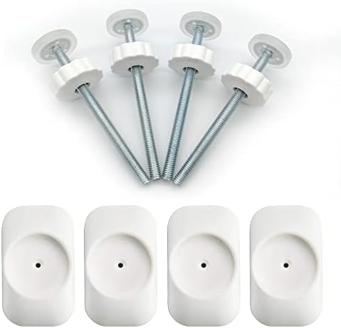Baby Gate Extender Extention-4 Pack Baby and Pet Safety Stair Gate Threaded Spindle Rods Replacement Parts Bundle with Wall Protector (Round-White-4 Pack)