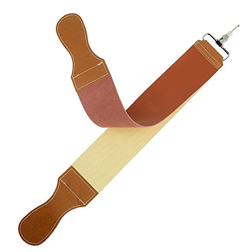 Grandslam Leather Strop for Straight Razor Sharpening and Smooth - Professional Straight Razor Knife Cowhide and Canvas Dual Strop Brown
