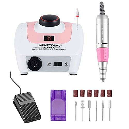 MPNETDEAL Pro Efile Nail Drill Machine 35,000rpm with LED Digital Display for Acrylic Nails Professional Manicure Drill Remove Nail Gel Polish Extension Gel Gift for Women Home and Salon Use