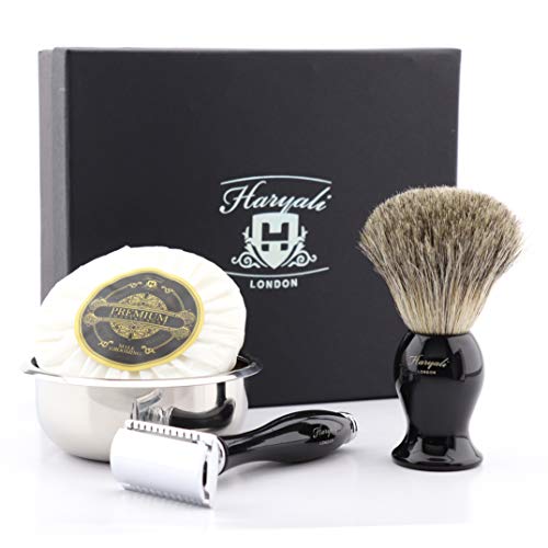 Shaving Brush 4 Men Gift Set Double Edge Razor kit