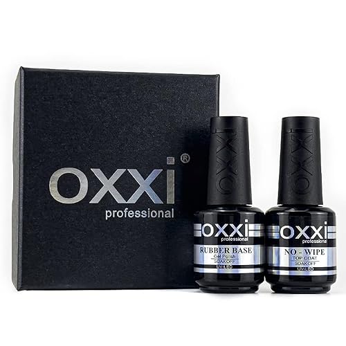 OXXI Professional 2X15ml Rubber Base,No Wipe Top Coat Gel Nail Polish