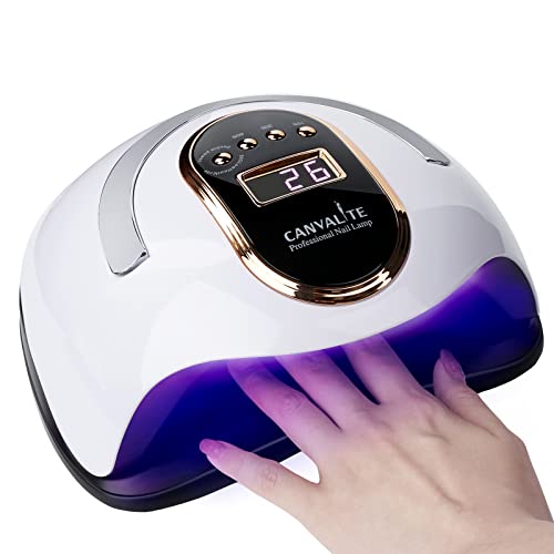 CANVALITE UV LED Nail Lamp for Gel Nails Fast Curing Gel Nail UV Nail Lamp Auto Motion Sensor Professional Portable LED Nail Lamp for Home and Salon (168W)