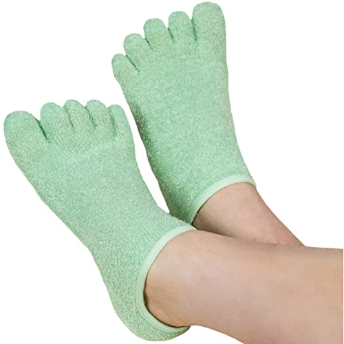 LE EMILIE Moisturizing Gel Heel Socks | Perfect for Healing Dry Cracked Heels and Feet | Infused with Aromatherapy Blend of Lavender and Jojoba Oil | 1 Pair, Green