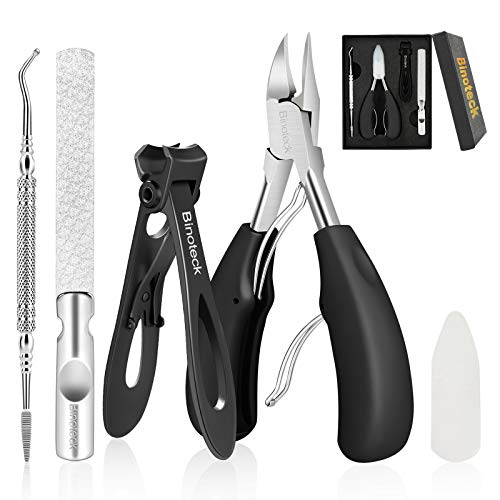 Nail Clippers for Thick Nails,Large Toenail Clippers for Ingrown Toenails or Thick Nails for Men,Women, Seniors,Adults. Professional Stainless Steel Toenail and Fingernail Clippers Set. (Black/Black)