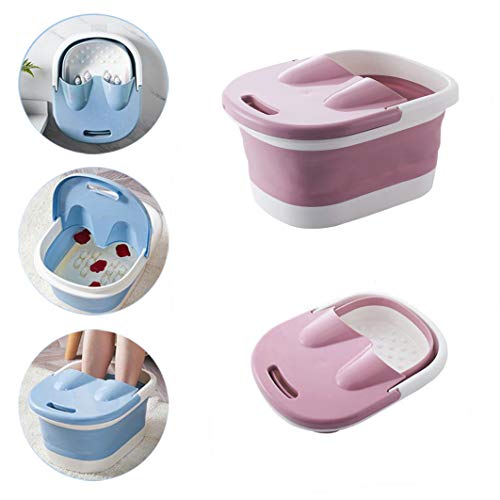 Foot Soaking Bath Tub Basin Tools Foot Spa Foldable Footbath Tub Plastic/Rubber Foldable Bucket Large Foot Soaking Tub bucket Foldable Foot Bath Tray (Pink)