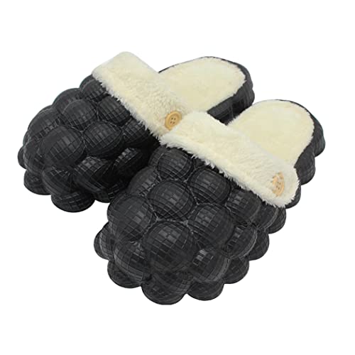 Massage Bubble Cotton Slippers for Women Men, Fun Lychee Anti-Slip Cotton Slippers, Gym Slippers Bedroom Slippers, Soft Pillow Decompression Cotton Slippers, Home Outdoor Couple Cotton Slippers,