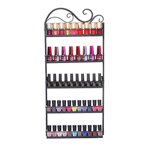 ERYTLLY Organizer Wall Mounted Rack, Holder ,Stand, Rectangle Storage Organizer, Salon Nail Polish Shelf Organizer (Black- 1 Pack)