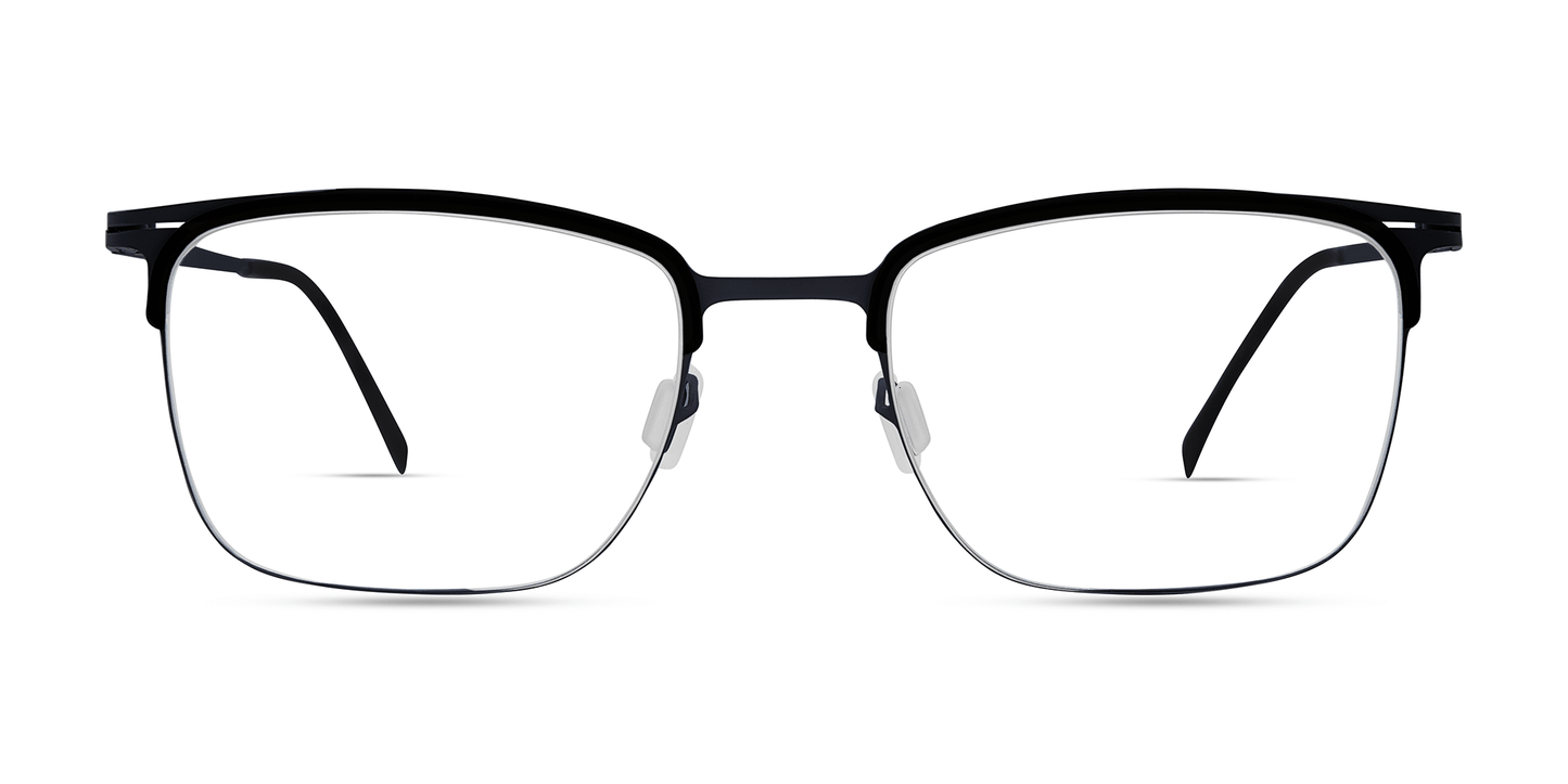 modo 4423 prescription optical eyewear glasses made in japan titanium tr90 acetate lightweight durable strong flexible comfortable modern contemporary casual clean sleek thin semi rimless midnight dark blue navy front