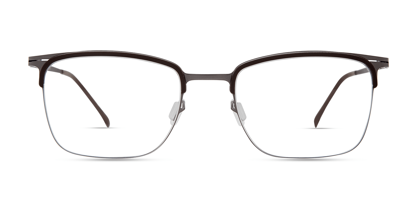 modo 4423 prescription optical eyewear glasses made in japan titanium tr90 acetate lightweight durable strong flexible comfortable modern contemporary casual clean sleek thin semi rimless gunmetal grey front