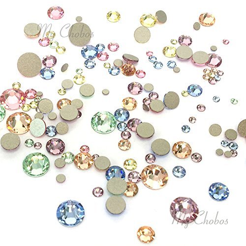 Crystal-Wholesale Baby Colors Mixed with Swarovski 2058 Xilion / 2088 Xirius Rose flatbacks Sizes ss5, ss7, ss9, ss12, ss16, ss20, ss30 No-Hotfix Rhinestones Nail Art 144 pcs (1 Gross) from Mychobos