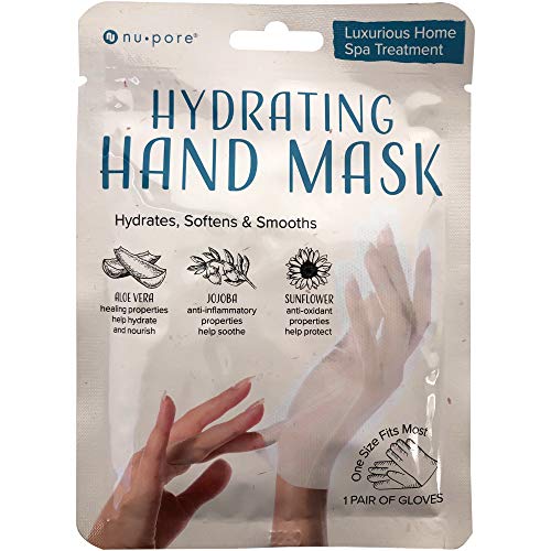 Nu-Pore Moisturizing Gloves – Hand Mask for Dry Hands and Moisturizer with Jojoba Oil and Aloe Vera to Help Repair and Soothe Extra Dry Skin, Paraben & Latex Free (24 Pack)