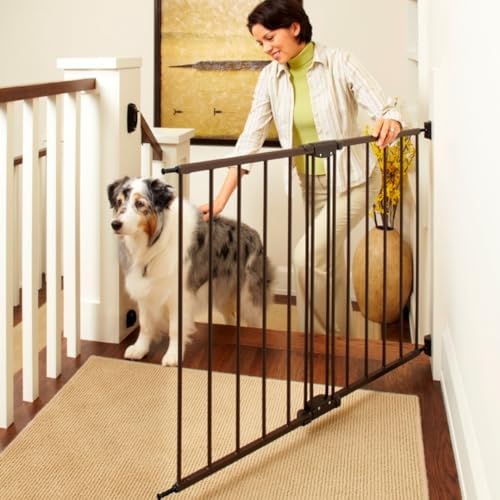 North States MyPet Windsor Walk Thru Pet Gate: 28.68" - 47.85" Wide Dog Gate. Hardware Mount, Dog Gates for the house, Cat Gate for Doorway. 31" Tall, Matte Bronze