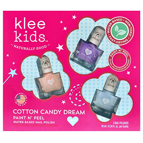 MSNOR Klee Kids Water-Based Peelable Nail Polish Set. (Cotton Candy Dream)