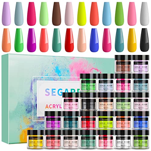 Segarryi 24 Colors Acrylic Powder, Acrylic Nail Powder Set for Nails 3D Art, Acrylic Powder Extension Carving