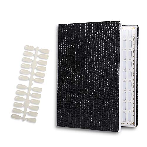 NMKL38 216 Nail Color Chart Display Gel Polish Color Book with False Nail Tips (Black)