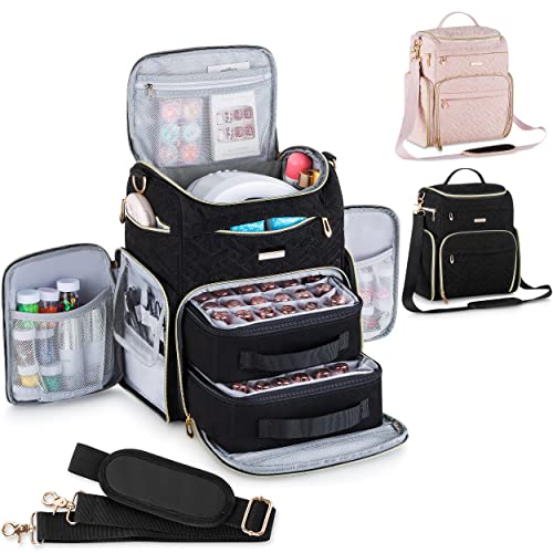 BEGULF Multi-Pockets Nail Polish Organizer Case with UV Light Storage, Nail Organizers and Storage for Nail Tech with Protective Side Pocket, Gel nail bag organizer Hold 48 Bottle (Black)