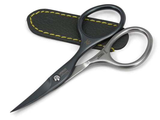GERMANIKURE Professional Nail Cutter Scissors - Self-Sharpening FINOX22 Titanium Coated Stainless Steel Manicure Tools in Leather Case - Ethically Made in Solingen Germany - 2704
